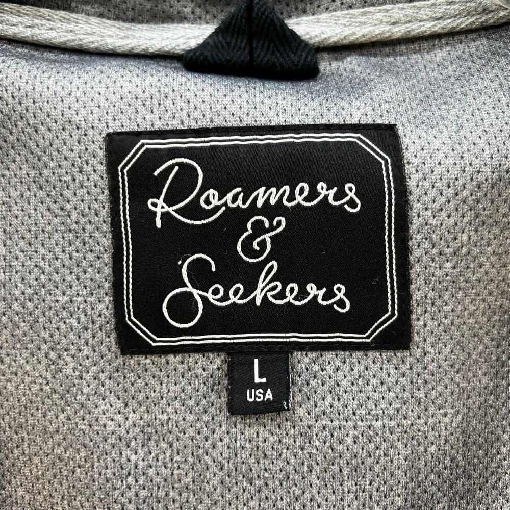 Roamers & Seekers Rain Jacket Men's L Blue Grey Globetrotter Log It Lined EUC - Picture 5 of 10